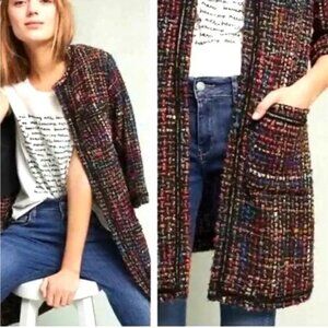 Anthropologie ETT:TWA Tweed Multi Colored Jacket Size XS